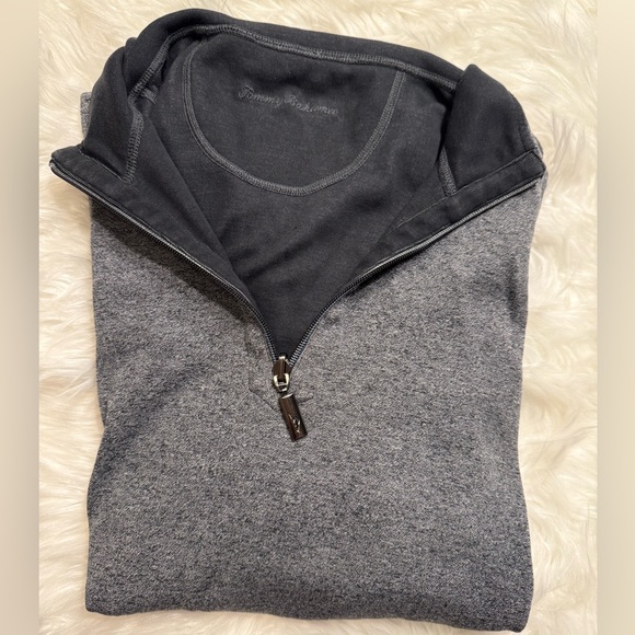 Tommy Bahama | Men’s Large Heather Gray Quarter Zip Light Pullover - Picture 2 of 15